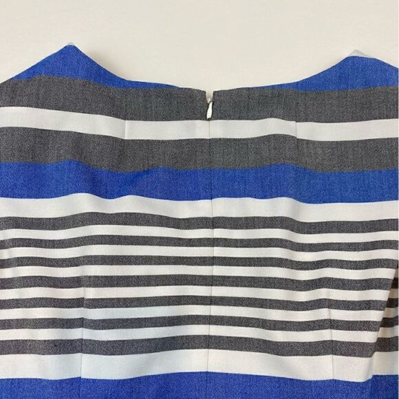 Calvin Klein Blue White Grey Belted Sheath Dress 2 - Picture 6 of 7